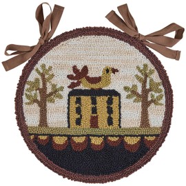 Park Designs Bless Our Home Hooked Chair Pad, Farmhouse Style Seating Pad, Made from Cotton
