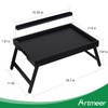 Artmeer Bamboo Bed Tray Table with Folding Legs, Phone/Tablet Holder,