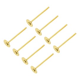 sourcing map 200Pcs Earring Posts, 4mm/0.2inch Stainless Steel Flat Pad Blank Earring Tray Studs Findings for Jewelry DIY, Gold