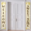 Welcome Sweet Home Porch Sign Door Banner Decor Gold Glitter