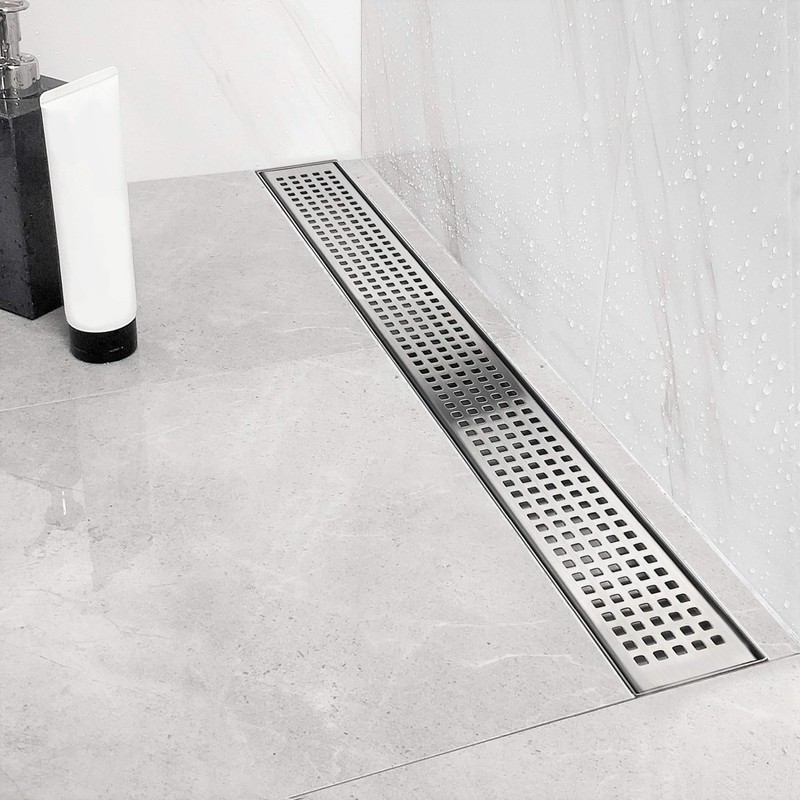 Neodrain 36-Inch Offset Side Outlet Linear Shower Drain with Quadrato