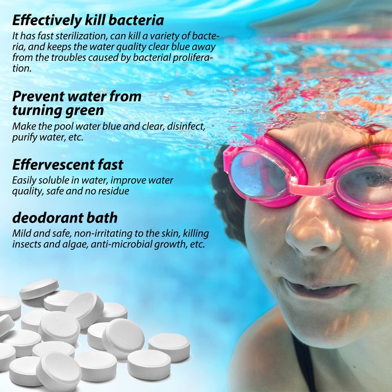 100PCS Chlorine Tablets for Swimming Pool and Spas, Slow-Dissolving Long-Lasting