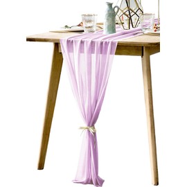 BOXAN Rustic 30x120 Inch Light Purple Sheer Table Runner for Boho Lavender Wedding Party Decor,Romantic Bridal & Baby Shower Lilac Reception Table Linen Scarf Swags Birthday Party Supplies Decorations