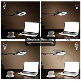 Magniyfing Floor Lamp with 4 Wheel Rolling Base for Estheticians- KIRKAS 2,200 Lumens Super LED Magnifier Lighted Glass Lens, Adjustable Stand & Swivel Arm Floor Lamp for Reading, Crafts, Tasks- Black