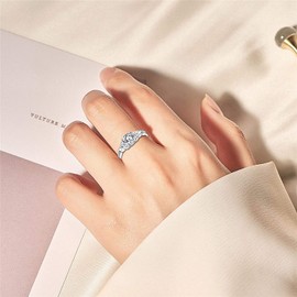 YL Celtic Ring, 925 Sterling Silver, April Birthstone, White Cubic Zirconia Solitaire Ring, Engagement/Wedding Ring for Brides and Women - Size 62