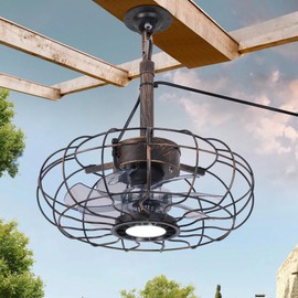 15 inch Outdoor Ceiling Fan with Light and Remote, IP65 Waterproof Gazebo Hanging Fan with 3CCT Dimmable, Portable Plug in Ceiling Fan with Plug in Cord Hook for Patio Porch Pergola(Antique Bronze)