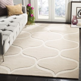 Safavieh Cambridge Collection CAM730J Handmade Moroccan Ogee Premium Wool Area Rug, 3' x 5', Light Beige / Ivory