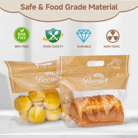 Lesibag Plastic Bread Bags for Homemade Bread, Freezable Seal Tight Cellophane Bags for Loaves, Sourdough，Bagels (50 Packs)