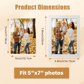 SDLDEER 5x7 Picture Frame White Set of 4, Display Pictures 5x7 without Mat, Photo Frame with HD Plexiglass for Tabletop or Wall Display