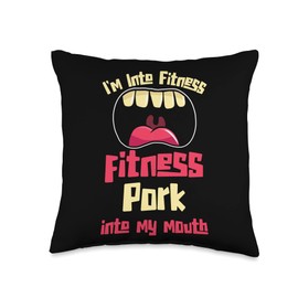 Health Enthusiast Food Lover, Fitness Pork Into My Mouth Throw Pillow, 16x16, Multicolor