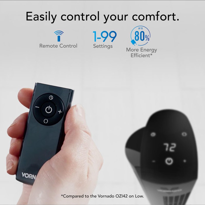 Vornado OZI42DC Tower Fan with Remote and Timer, Oscillating Standing