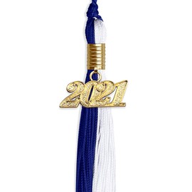 Endea Graduation Double Color Tassel with Gold Date Drop (Royal Blue/White, 2021)