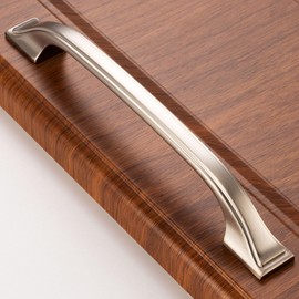 BEROSSA 10 Pack 5 Inch, Brushed Nickel Drawer Pulls Satin Nickel Kitchen Cabinet Handles, 8222 Footed Arch Nickel Hardware for Cabinets Drawers Bedroom Dresser Bathroom Vanity Cupboard