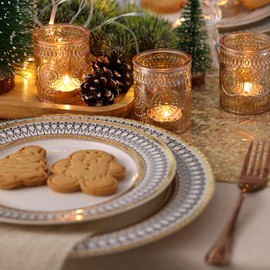 DEVI 24pcs Gold Glass Votive Candle Holders, Wedding Decorations, Gold Centerpieces for Tables, Bridal Shower Fall Party Home Table Decor