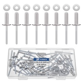 JTAREA 3/16" x 5/8" Stainless Steel Pop Rivets with Stainless Steel Washers 4.8 x 16mm Blind Rivet Assortment Kit (Pack of 60pcs)
