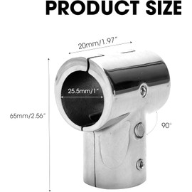 Marine Rail Fittings, 1 Inch/25.4mm Stainless Steel Boat Railing Hardware with 90 Degree T Tee Shape, Polished Tube Pipe Connector Split Grade Handrail Replace for Heavy Duty Boat, Yacht Deck, 1PC