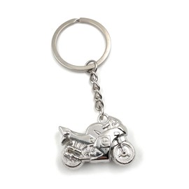 Onwomania - Biker Motorcycle Speed Bike Keyring - Metal Lucky Charm Ideal as a Gift e.g. for a Best Friend, Best Friend, Mum - For Men, Women & Children, silver