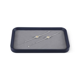 Yinbeini Mens Valet Tray, Leather Valet Tray,Luxury Jewelry Drawer Organizer,Premium Flat Tray,Blue-Grey Jewelry Tray