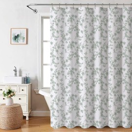 AIBIIN Sage Green Shower Curtain Vintage Floral Shower Curtain for Bathroom Modern Home Bathtub Decor Bath Curtain Durable Waterproof Polyester Material with 12 Hooks 180x180cm