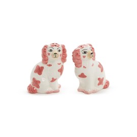 Two's Company Pink Staffordshire Dog Salt and Pepper Shaker Set, Ceramic, 3.5-inches Height, 54780