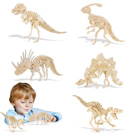 Kokila Rompecabezas Dinosaurios para Niños, Puzzle 3D, 5 Esqueletos de Dinosaurio, Simulación de Dinosaurios, Juego Educativo para Juego de Ciencia, Regalo de Cumpleaño, Rompecabeza para Niños y Niñas