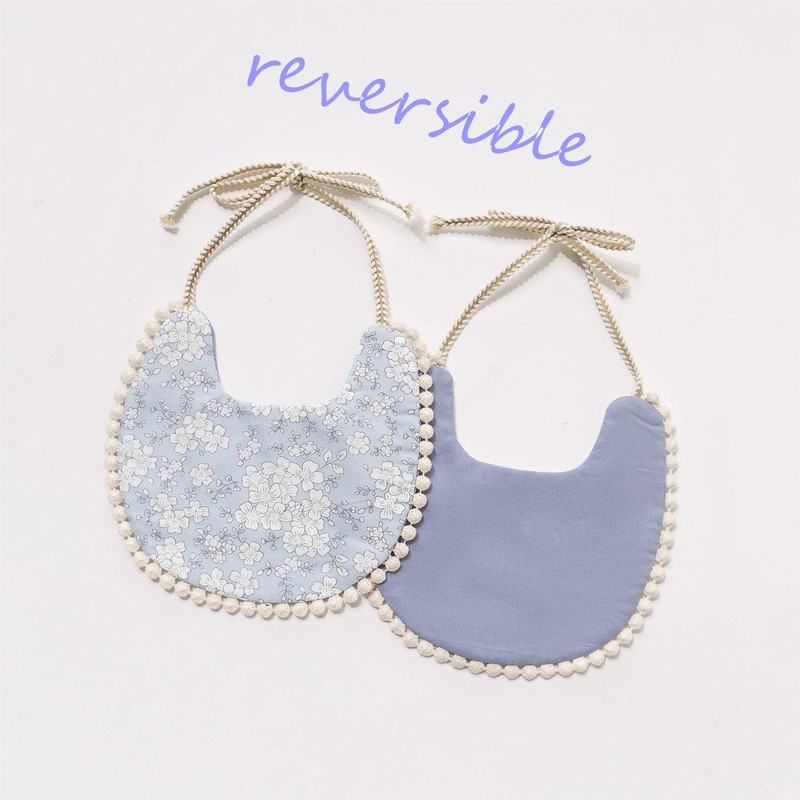 GZMM Baby Bib for Girls,Reversible Waterproof Handmade Natural Cotton Baby