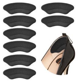 Comfwalk Heel Grip Cushion Pads - 4 Pairs, Self-Adhesive, Shoe Inserts for Loose Shoes, Snug Fit, Blister Prevention, Heel Comfort for Men and Women, Ideal for High Heels (Black, Lip-Shaped)