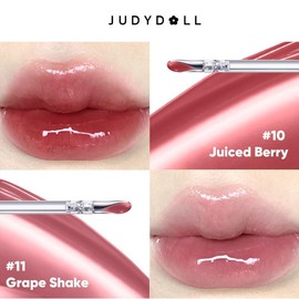 JUDYDOLL Ice Watery Lip Gloss, Mirror Lip Glaze, Glossy Lip Stain, Transfer-Proof, Metal Applicator, Waterproof, Long-Lasting, Moisturizing, Liquid Lipsticks, Plumping, Not Easy To Fade, Makeup, Cosmetics:_#10+#11