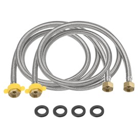 uxcell 2Pcs 59" Faucet Supply Lines Connector Stainless Steel Braided Long Faucet Connector G1/2 Female Compression Thread x G1/2 Female Straight Thread for Kitchen Sink Bathroom (Silver)