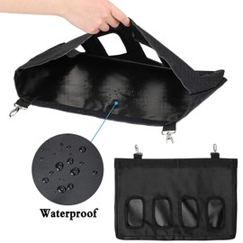 Rabbit Feeder Fabric Bag, Guinea Pig Hay Feeder, Rabbit Feeder Bag, Hanging Food Bag, Hay Bag for Rabbit, Chinchilla, Hamster and Small Animals (4 Openings, Black)