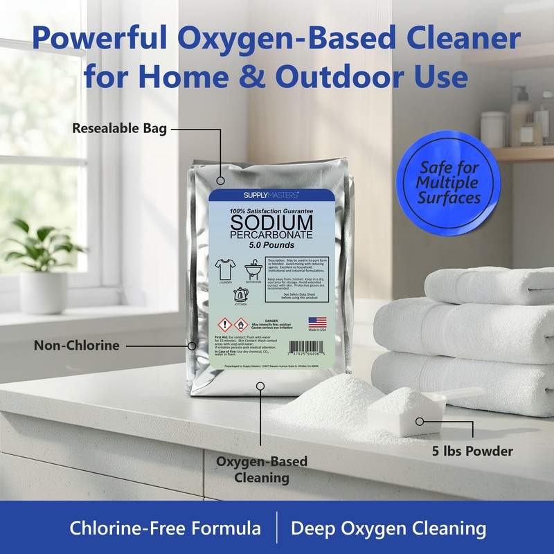 SupplyMasters Sodium Percarbonate Powder 5 lbs Pack - Oxygen Source