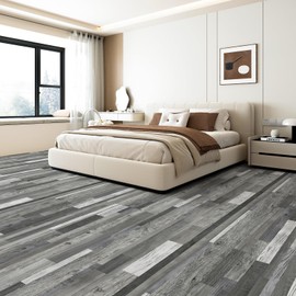 LONGKING 30-Pack 12×12in Vinyl Flooring Tiles - Effortless Peel and Stick Floor Tiles for Kitchen, Dining Room, Bedrooms, 30 Sq. Ft (Grey Segment)