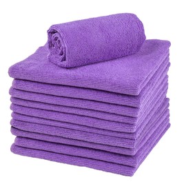 Restaurantware Clean Tek Professional 16 x 16 Inch Cleaning Cloths 100 Lint Free Microfiber Towels - Highly Absorbent Non Abrasive Purple Microfiber Cleaning Rags Reusable for All Purpose Use