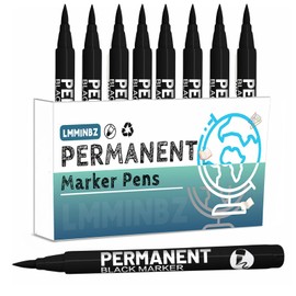 LMMINBZ 9Pcs Black Acrylic Paint Pens Permanent Marker Painting Coloring Pens Art Marker for Clothes Tire Wood Rocks Metal Canvas Plastic Ceramic Glass Scrapbook