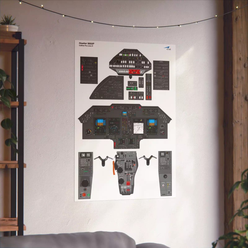 Hawker 900 XP Pro Line 21 Cockpit Poster 24in x