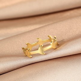 LUTAKU Stainless Steel Midi Ring Celestial Moon Women Girls Half Moon Finger Ring Jewelry Gift, Metal