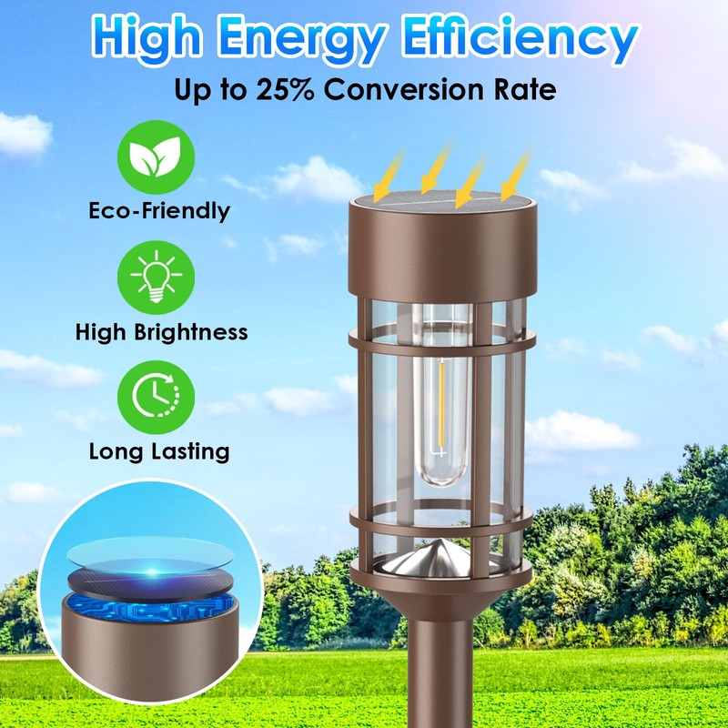 Mancra 8 Pack Solar Outdoor Lights, Bright Up to 10