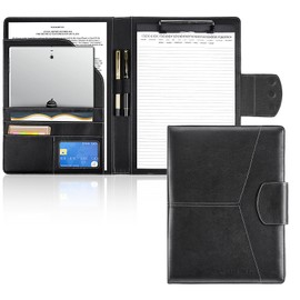 NOTEZMATE Clipboard A4 with Lid, DIN A4 Folders, Writing Case, PU Leather, Clipboard Folder A4 with Document Compartments, Pen Holder and Magnetic Closure (Black)
