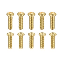 DTGN 14pcs M3x10mm(DxL) Brass Head Machine Screws Suitable for Machinery Industry Pan Head Fixing Screws Brass Color