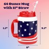 64 Ounce Insulated Mug with Handle Flexible Straw with Cap,