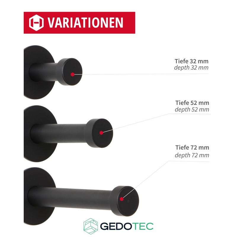 Gedotec Panther Coat Hooks | Hanger Depth: 32 mm |