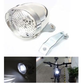 BlueSunshine Vintage Retro Bicycle Bike Front Light Lamp 3 LED Headlight with Bracket (Silver)