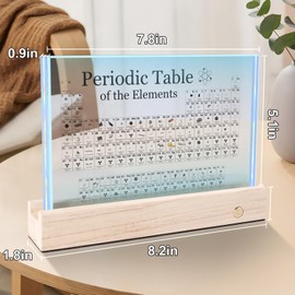 Rafecs Periodic Table with Real Elements Inside, Large Acrylic Periodic Table of Elements with 83 Real Samples and 7 Colorful LED Lights, Chemistry Gifts for Students, Kids, Teacher and Science Lovers