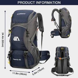 Favuit Hiking Backpack 50L, Men's Women's Trekking Backpack Ultralight Foldable Travel Backpack Hiking Backpack Large Climbing Daypack for Travel Mountaineering Camping Outdoor Travel Sports, navy
