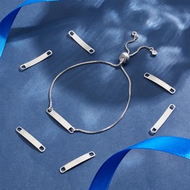 UNICRAFTALE 100Pcs Stamping Blank Tag Stainless Steel Curved Link Pendant Rectangle Connectors Charms Metal Engravable Curved Charm for Shoes Decoration Bracelet Necklace Making