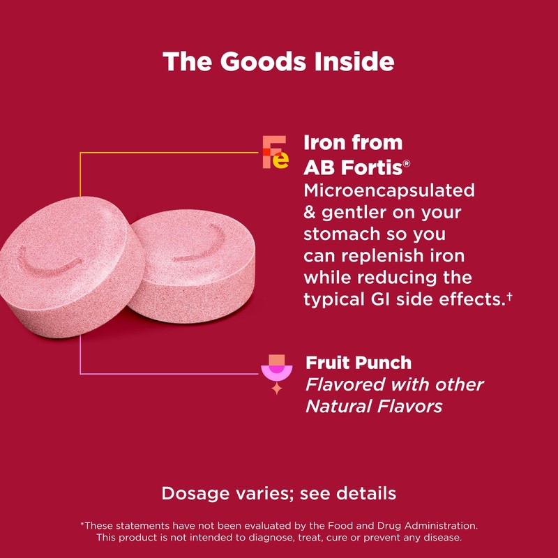 OLLY Delightful Iron Chewable Tablet, Iron Supplement from AB Fortis,
