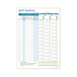 PICTALOO Skat Pad DIN A5, Easy to Read and Clearly Design, Modern Large Game Pad, Also Suitable for Seniors, Card Game Skat Blocks (Preisskat 3er)