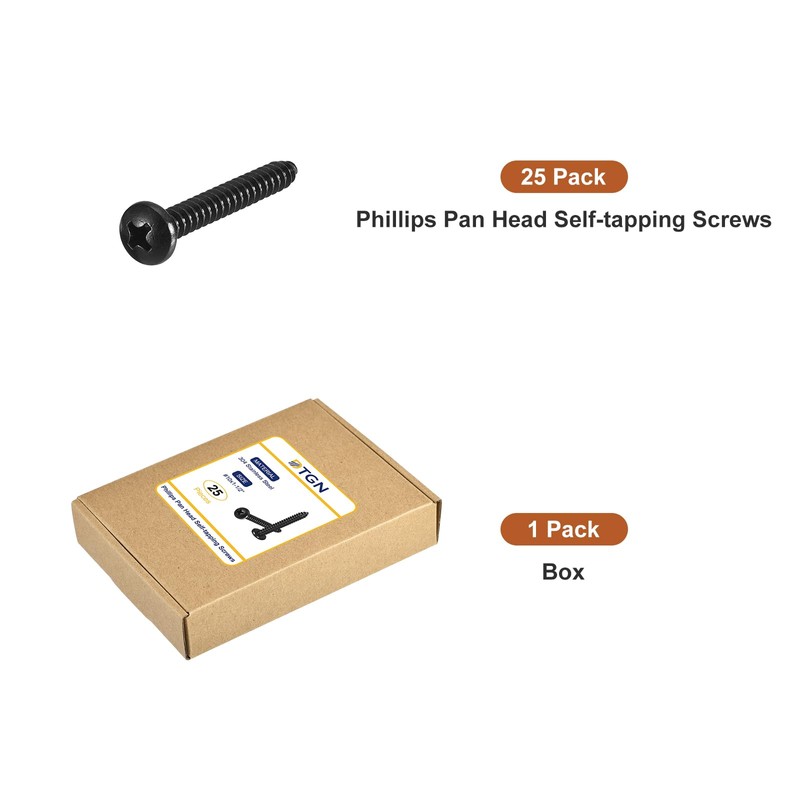 DTGN #10x1-1/2 Black Screws - 25Pack - 304 Stainless Steel