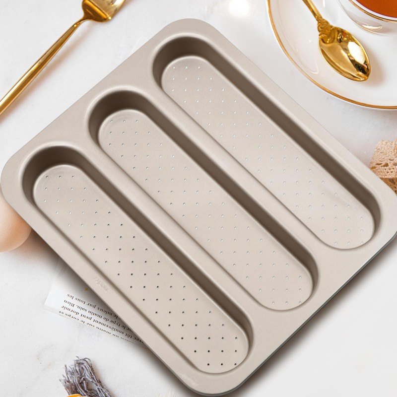 BSDLZCH Durable Carbon Steel Baguette Baking Molds, Nonstick French Bread