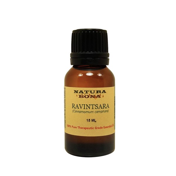 Natura Bona Ravintsara Essential Oil, 100% Pure Undiluted Therapeutic Grade; Euro Glass Dropper Bottle (Ravintsara, 15 mL)